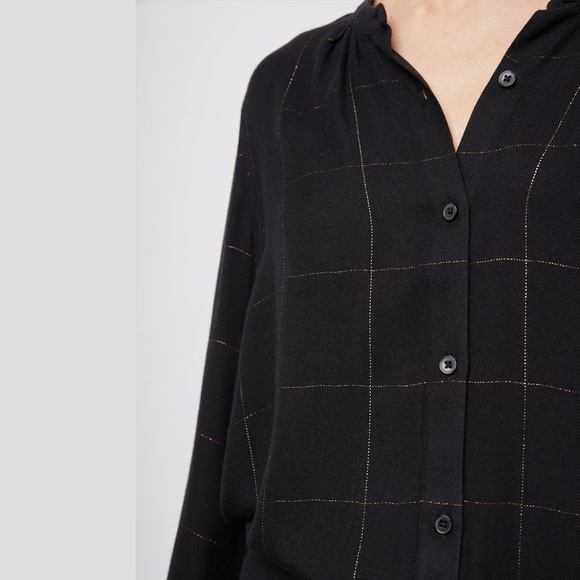 RAILS Eloise button down blouse in Ebony Tinsel - Picture 3 of 11